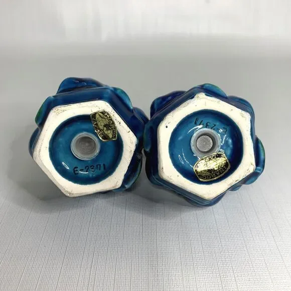 Inarco Indigo Salt Pepper Shakers Set E2371 Kitsch Blue Mood Retro 70s Vintage - Picture 7 of 8